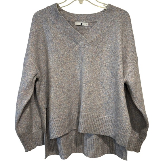 FIFTY PERCENT Sweaters - Fifty Percent V-Neck Oversized Hi-Low Knit Sweater Wool Blend Soft S